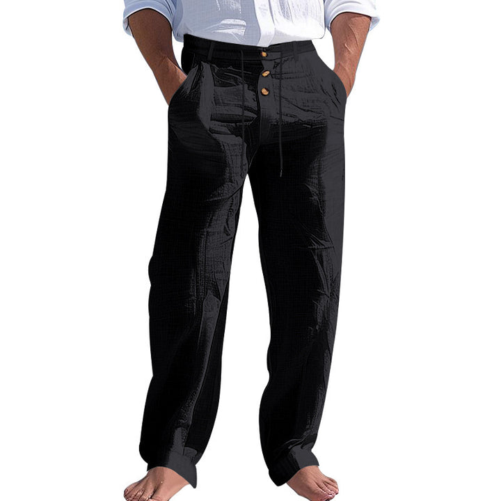 Men's elegant fabric trousers with adjustable drawstring and practical pockets Lisslune