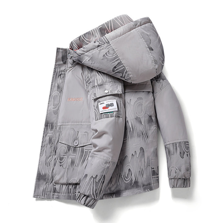 Men's padded winter jacket with adjustable hood design and practical pockets Lisslune