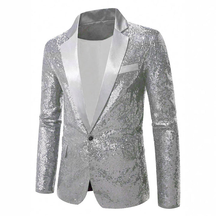 Men's festive sequin blazer with elegant satin lapel Lisslune