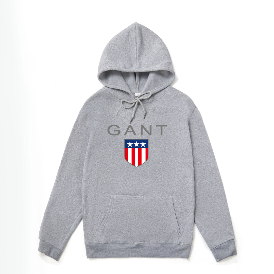 Men's Hoodie with Sporty Logo Design and Kangaroo Pocket Lisslune