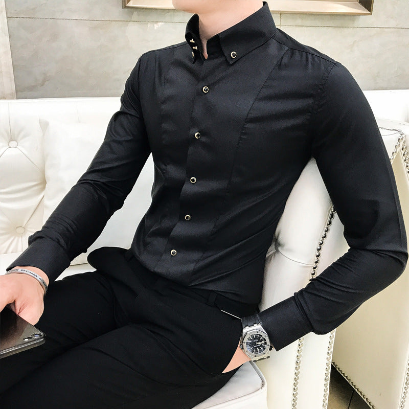 Men's Elegant Long Sleeve Shirt with Fine Button Details Lisslune