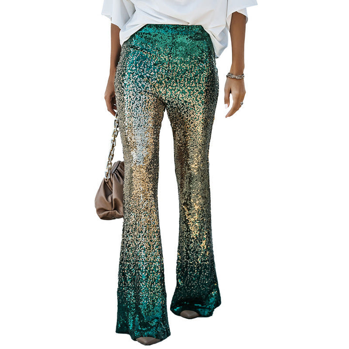 Women Glittering Bell-Bottoms with Luxurious Sequin Pattern Lisslune