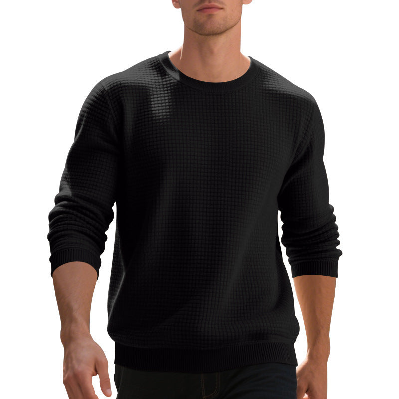 Men's fashionable textured sweater with round neck and comfortable fit Lisslune