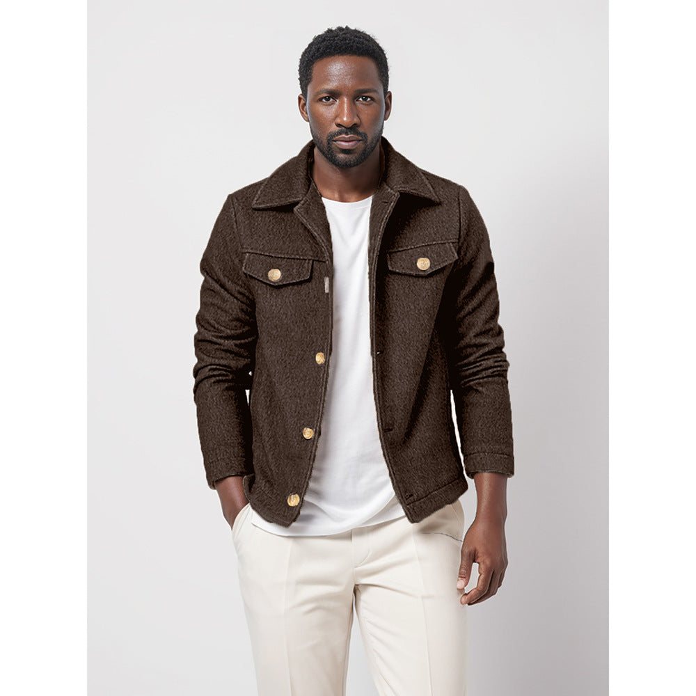 Men's fashionable denim jacket with button placket and pockets Lisslune