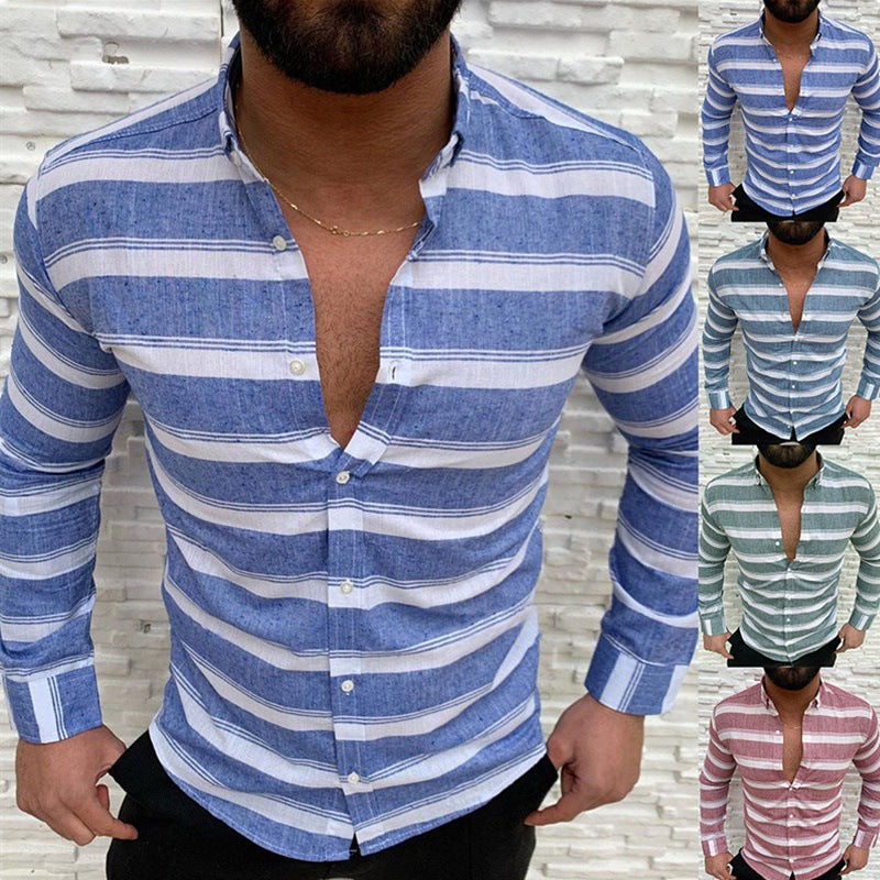 Men's Long Sleeve Shirt with Fashion Stripes Lisslune