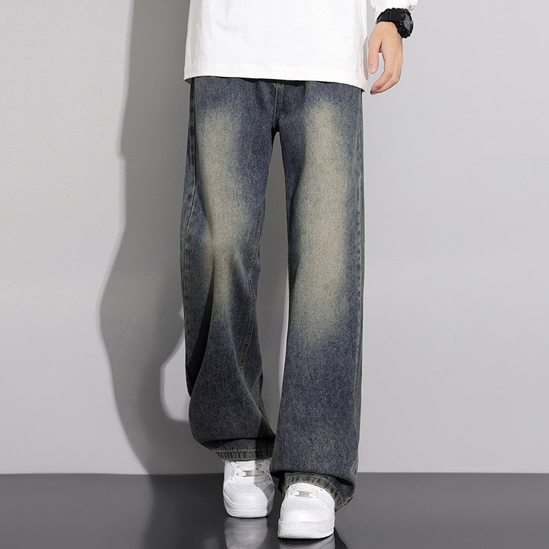 Men's loose denim jeans in modern used look Lisslune