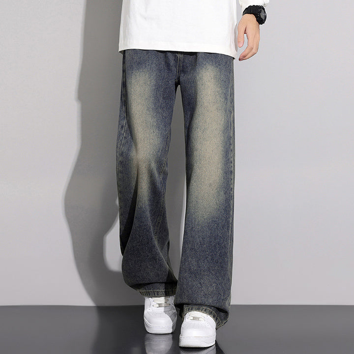 Men's loose denim jeans in modern used look Lisslune