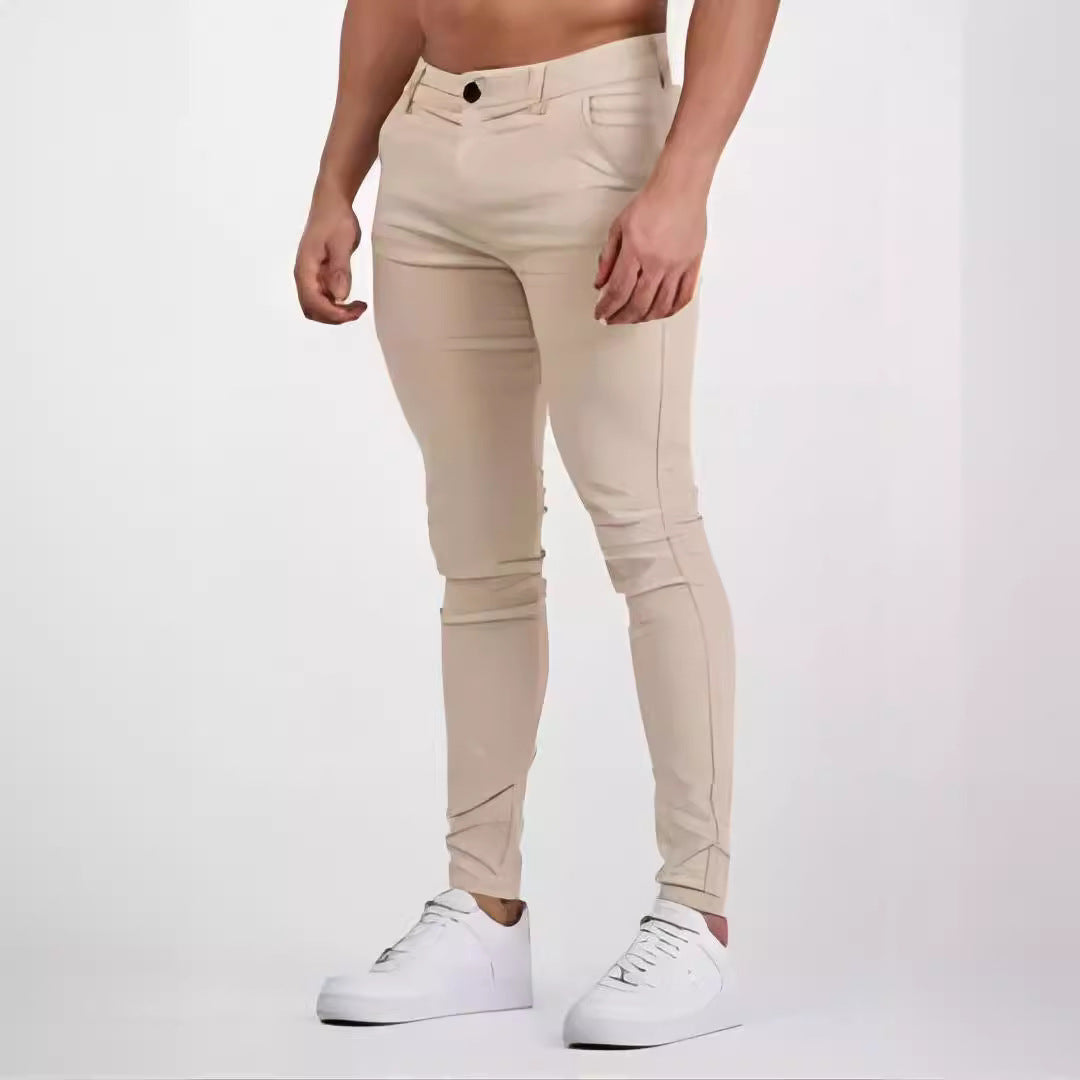 Men's modern slim-fit pants with elastic material and practical pockets Lisslune