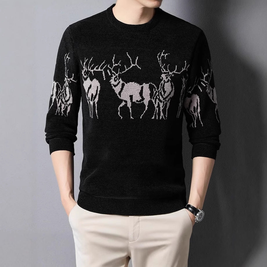Men's knitted sweater with detailed reindeer motif Lisslune