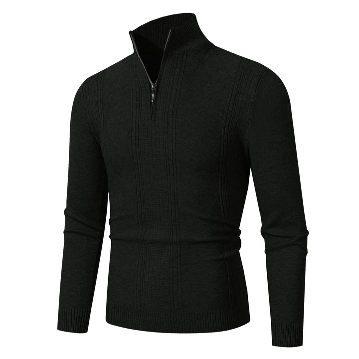 Men's elegant knitted sweater with stand-up collar and zipper Lisslune