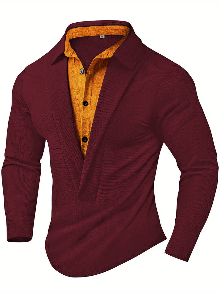 Men's Elegant Long Sleeve Shirt with Modern Collar and Textured Design Lisslune