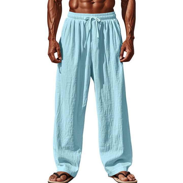 Men's Casual Beach Pants with Elastic Waistband and Practical Side Pockets Lisslune