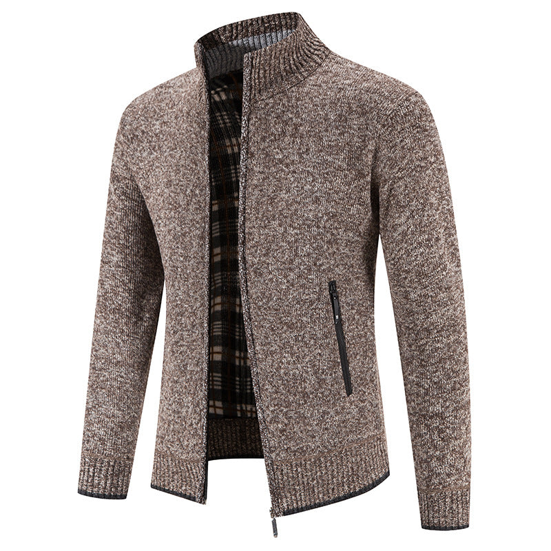 Men's cardigan with high collar and practical zip pockets Lisslune