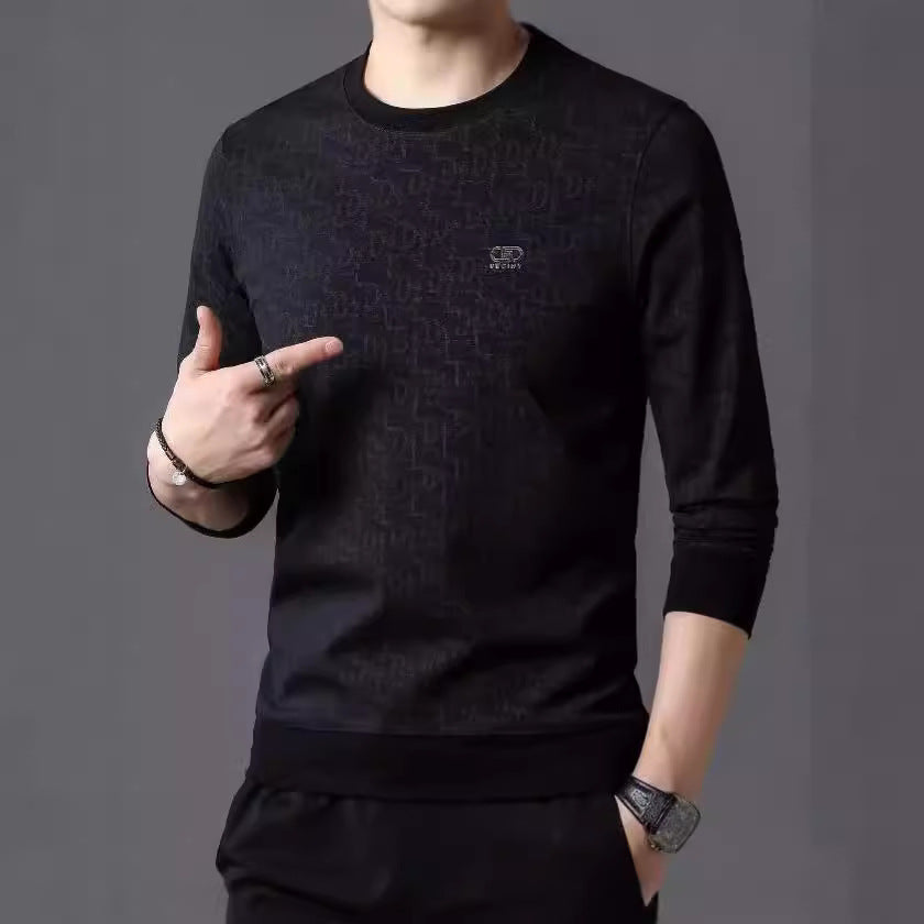 Men's Fashion Long Sleeve Shirt with Elegant Writing Lisslune