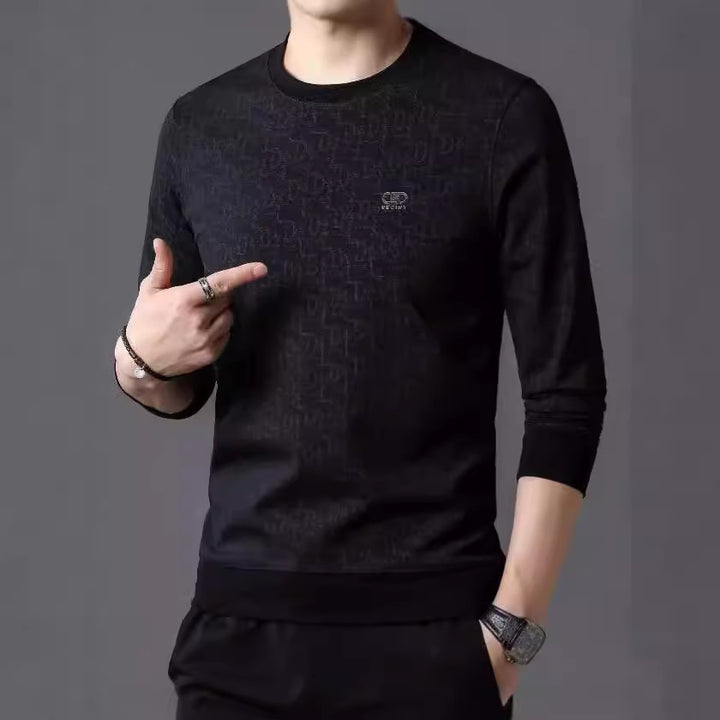 Men's Fashion Long Sleeve Shirt with Elegant Writing Lisslune