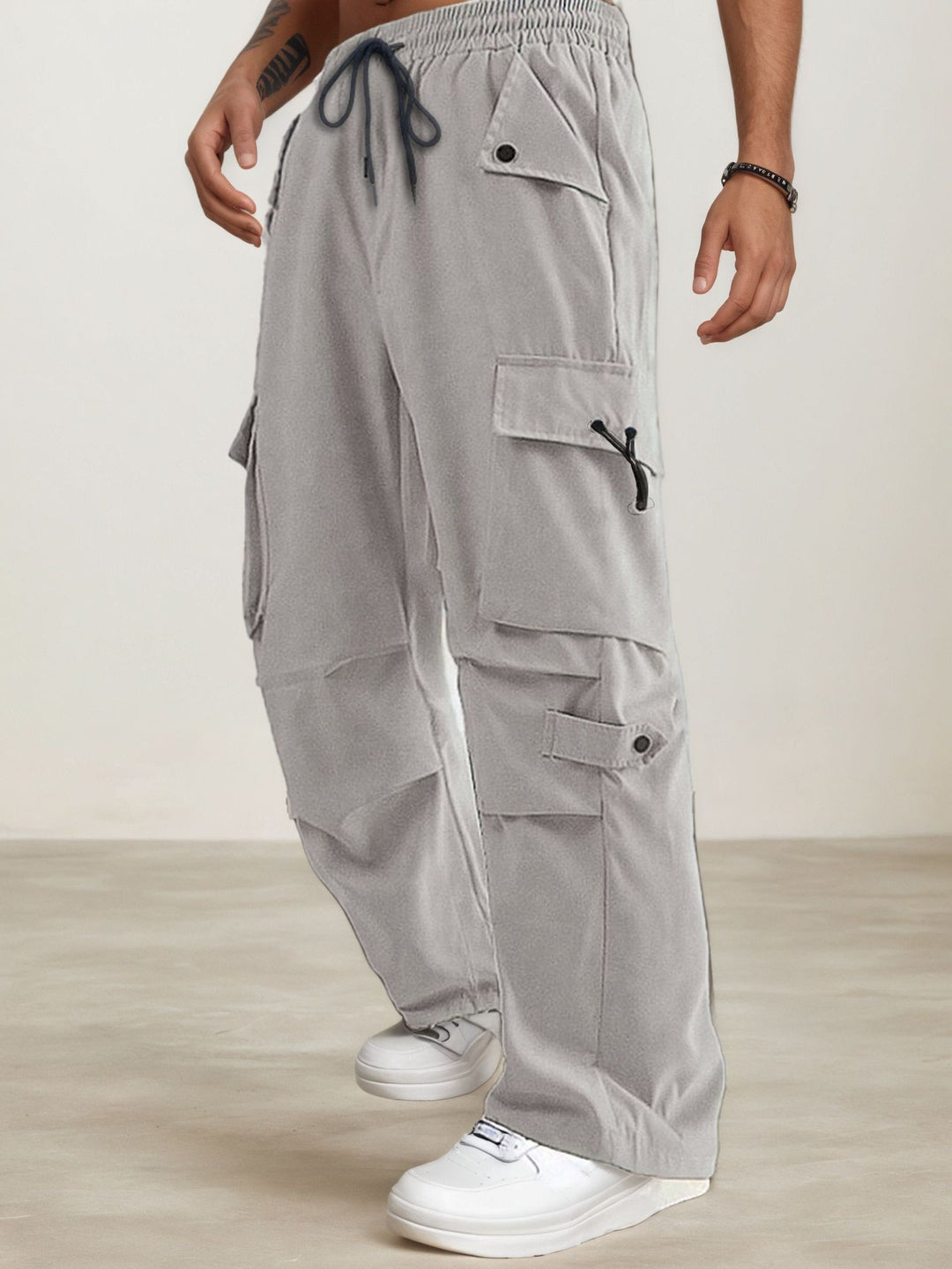 Men's Cargo Pants with Practical Pockets and Elastic Waistband Lisslune