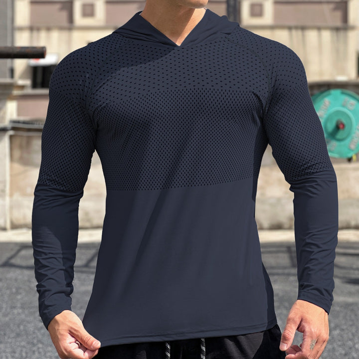Men's Sporty Long Sleeve Shirt with Breathable Mesh Insert Lisslune