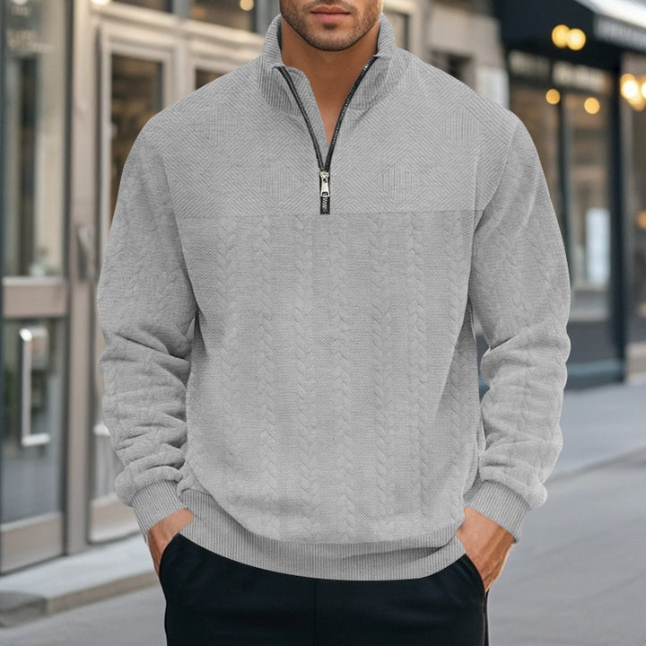 Men's knit sweater with modern stand-up collar and zipper Lisslune