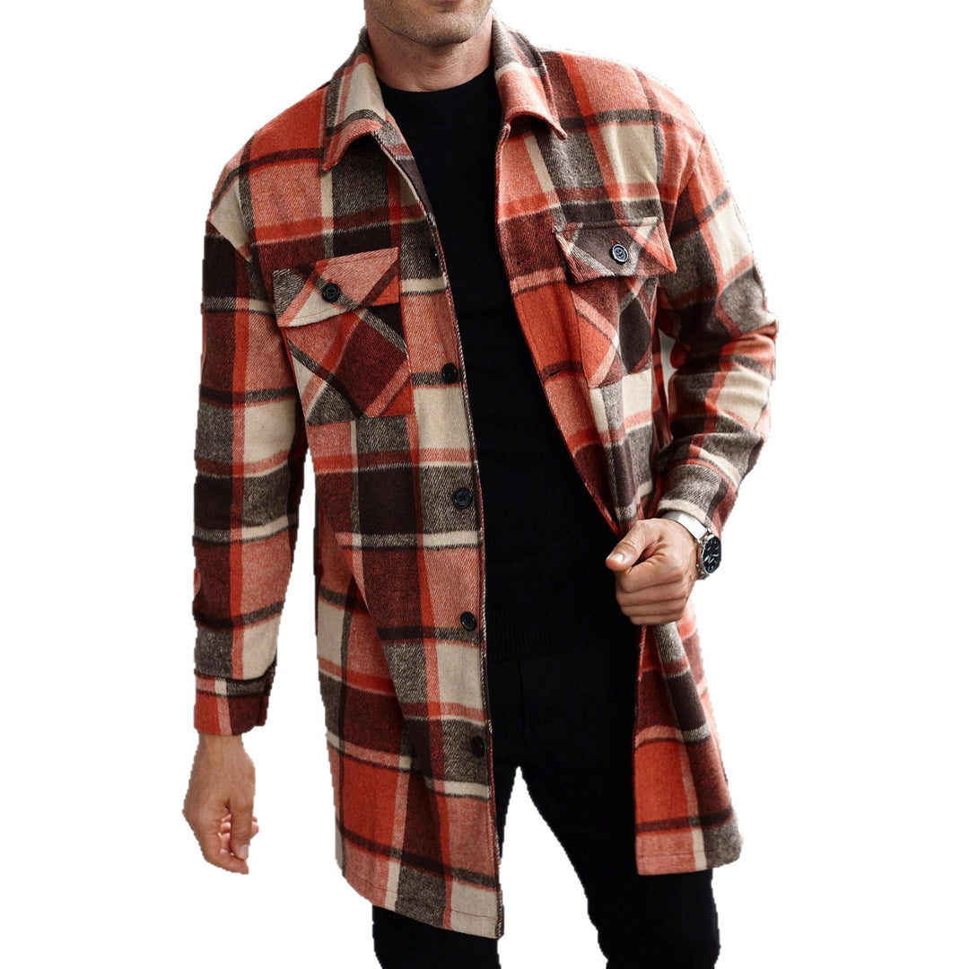 Men's flannel shirt jacket in checked design with practical pockets Lisslune