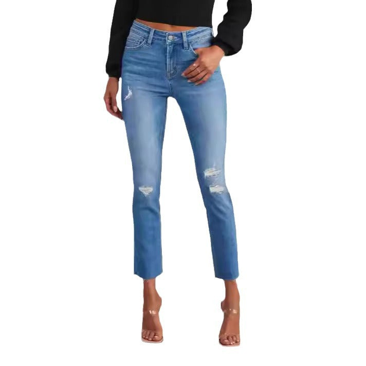 Damen zeitlose Jeans im modernen Schnitt mit cropped Bein Lisslune