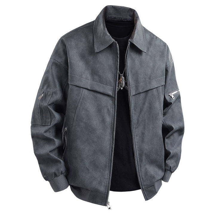 Men's synthetic leather jacket in a casual biker style with practical pockets Lisslune