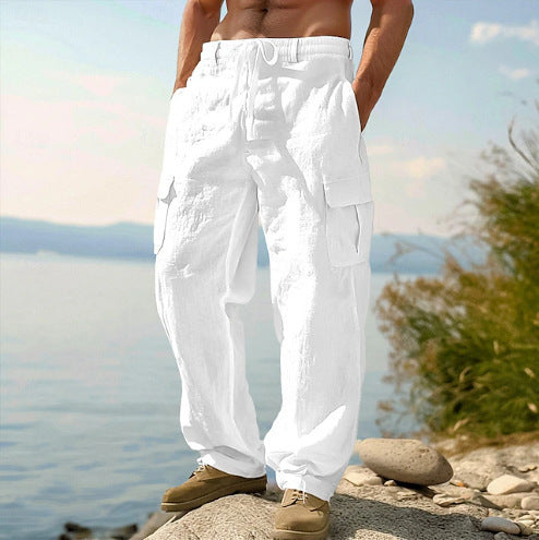 Men's cargo pants with elastic waistband and practical side pockets Lisslune