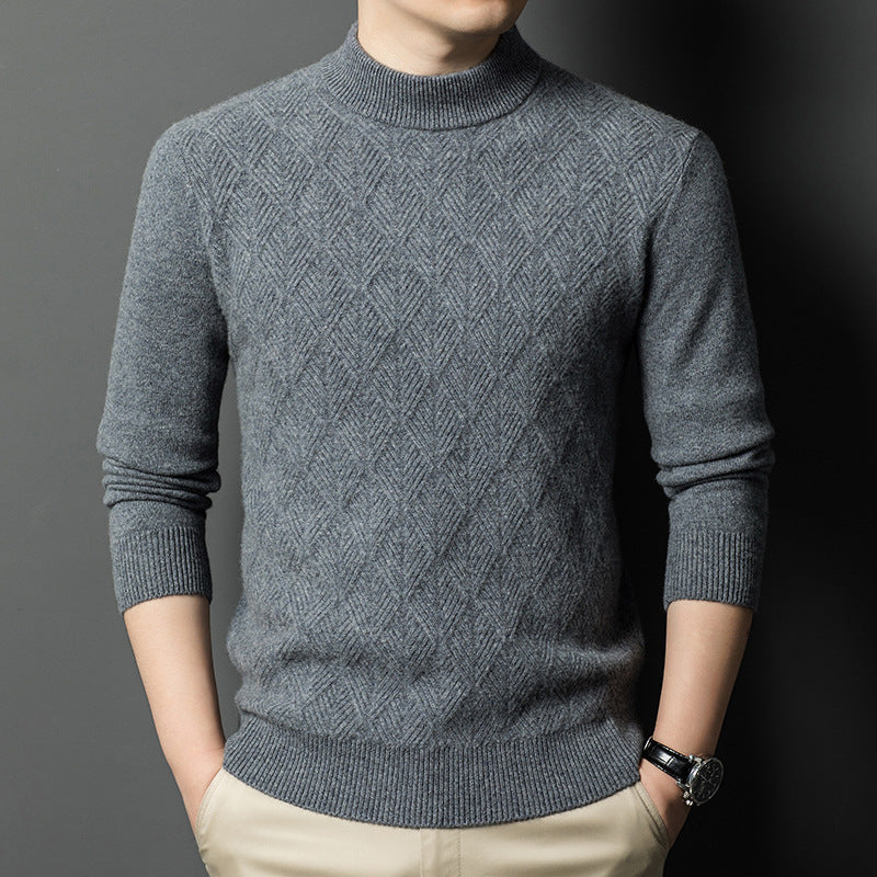 Men's fashionable fine-knit sweater with diamond pattern Lisslune