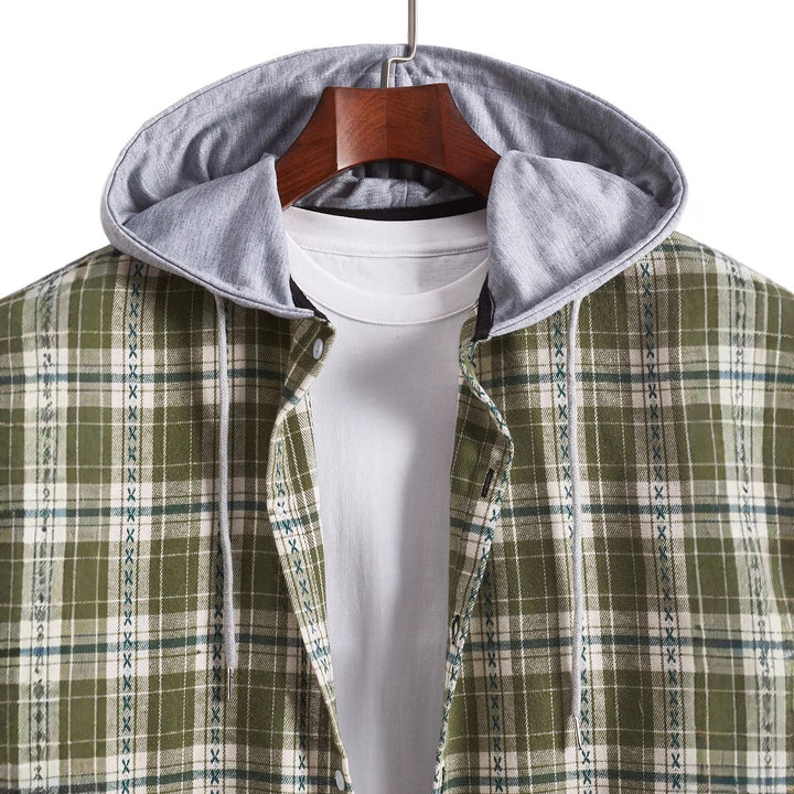 Men's flannel shirts with integrated hood Lisslune