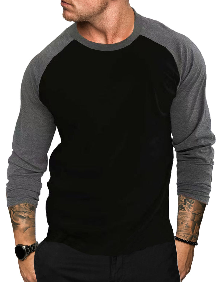 Men's Sporty Long Sleeve Shirt with Raglan Sleeves Lisslune