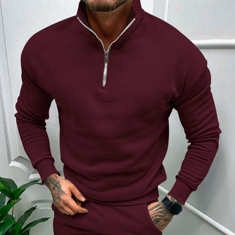 Men's elegant pullover with collar and practical zipper Lisslune