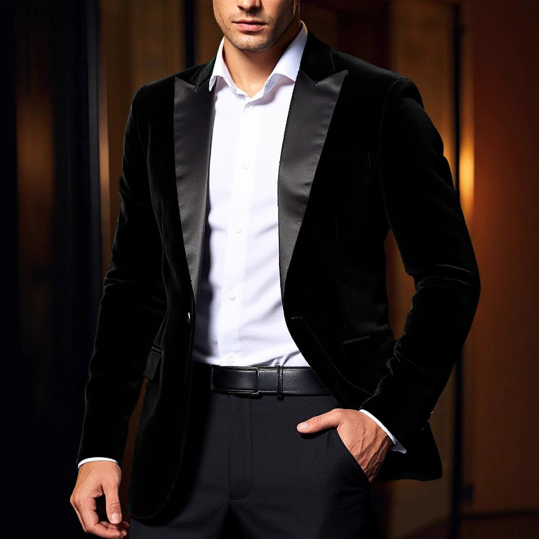 Men's elegant velvet blazer with satin collar section Lisslune
