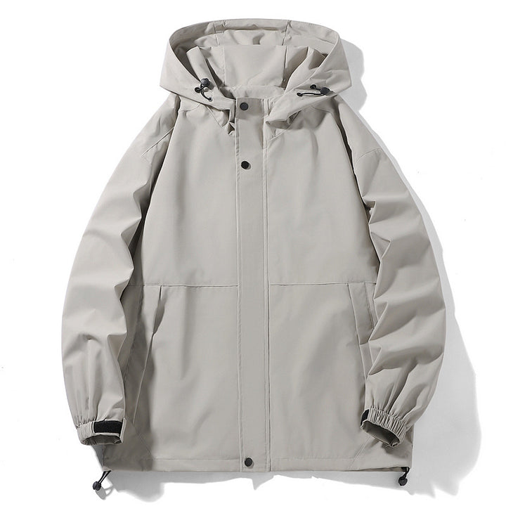Men Water-Repellent Transition Jacket with Adjustable Hood and Practical Pockets Lisslune