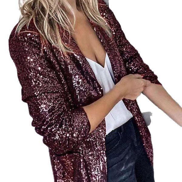 Women's Glittering Asymmetrical Blazer Jacket with Modern Cut Lisslune