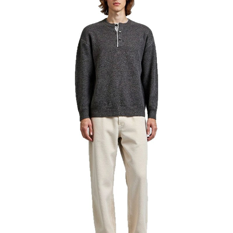 Men's Classic Pullover with Button Placket Lisslune