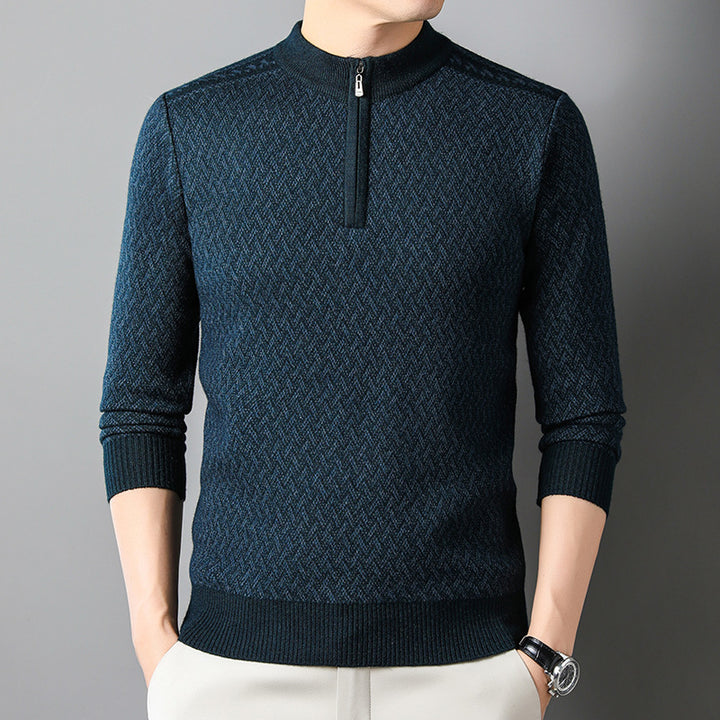 Men's High-Quality Sweater with Fine Zipper and Graphic Pattern Lisslune