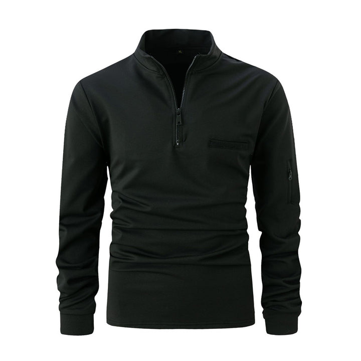 Men's sporty sweater with half zip and practical pockets Lisslune