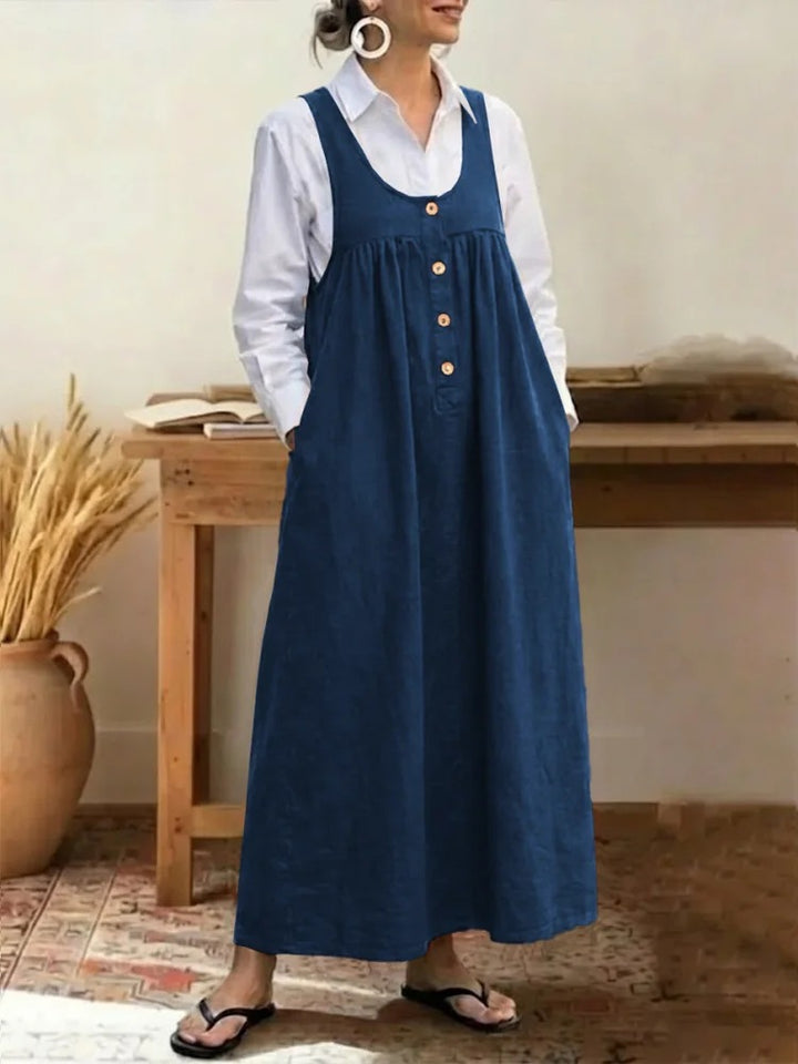 Women's maxi dress with button and pocket details Lisslune