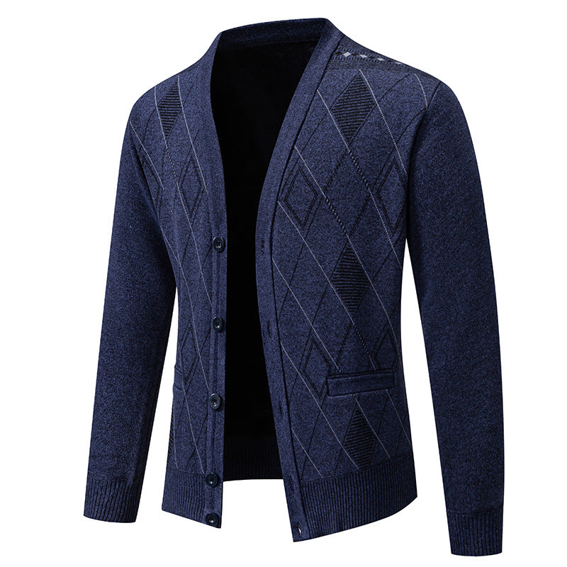 Men's stylish cardigan with V-neck and textured pattern Lisslune