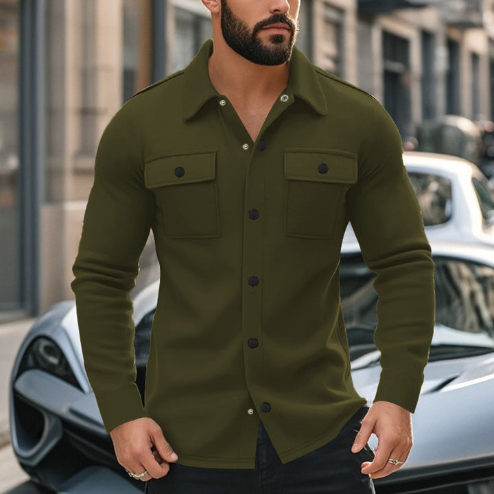 Men's leisure jacket made of high-quality fleece with functional chest pockets and modern design Lisslune