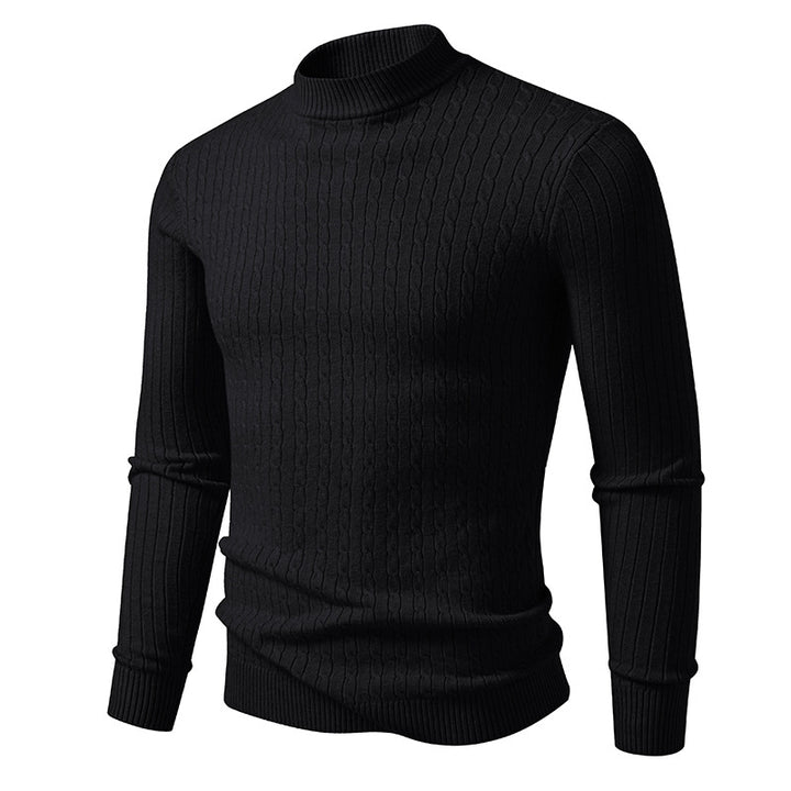 Men's turtleneck sweater with textured cable design Lisslune