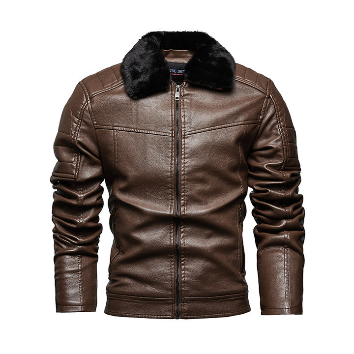 Men's Biker Jacket with Soft Lining and Side Zip Pockets Lisslune