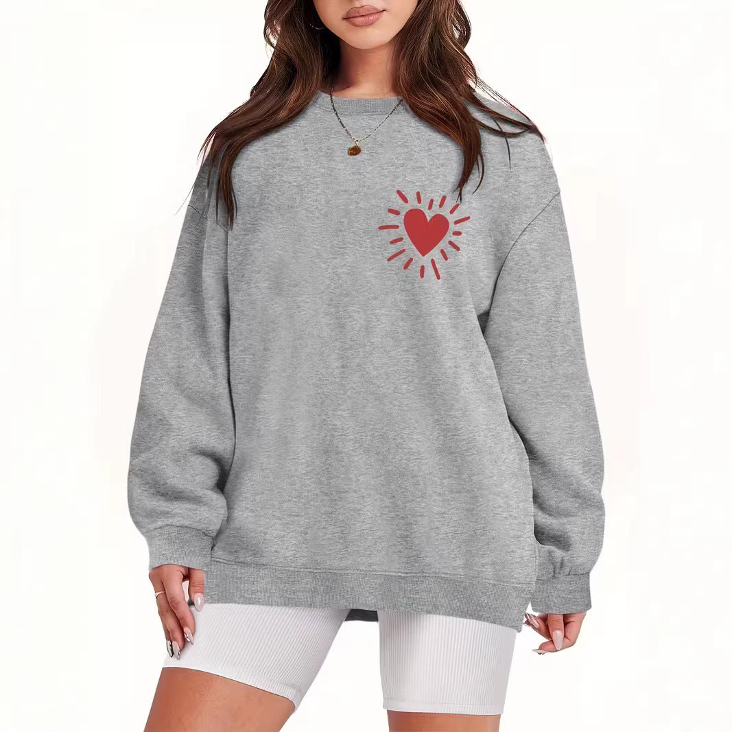 Women's sweatshirt with casual heart motif and oversized fit Lisslune