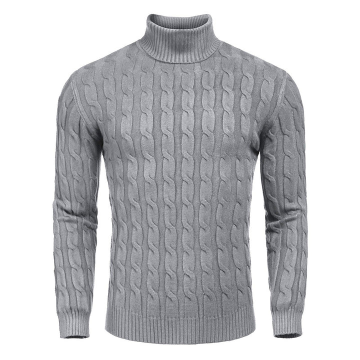 Men's fashionable turtleneck sweater with cable pattern Lisslune