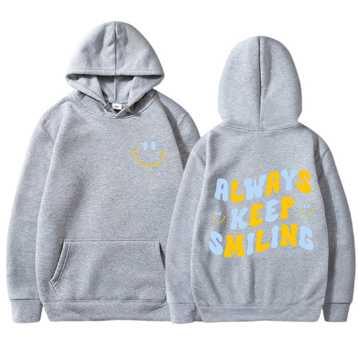 Ladies hoodie with cheerful lettering and practical kangaroo pockets Lisslune