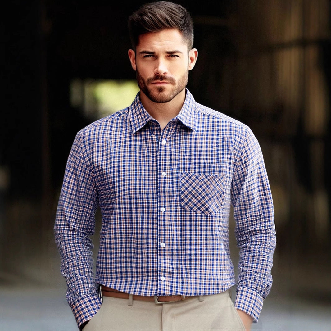 Men's stylish checked long-sleeve shirt Lisslune