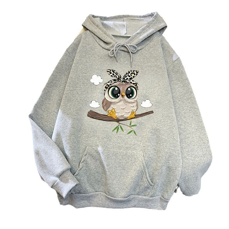 Women's hooded sweatshirt with cute owl motif Lisslune