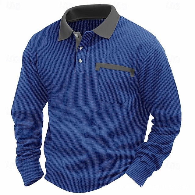Men's polo shirt with textured fabric and elegant edge Lisslune
