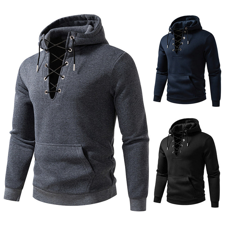 Men's hoodie with fashionable lacing design Lisslune