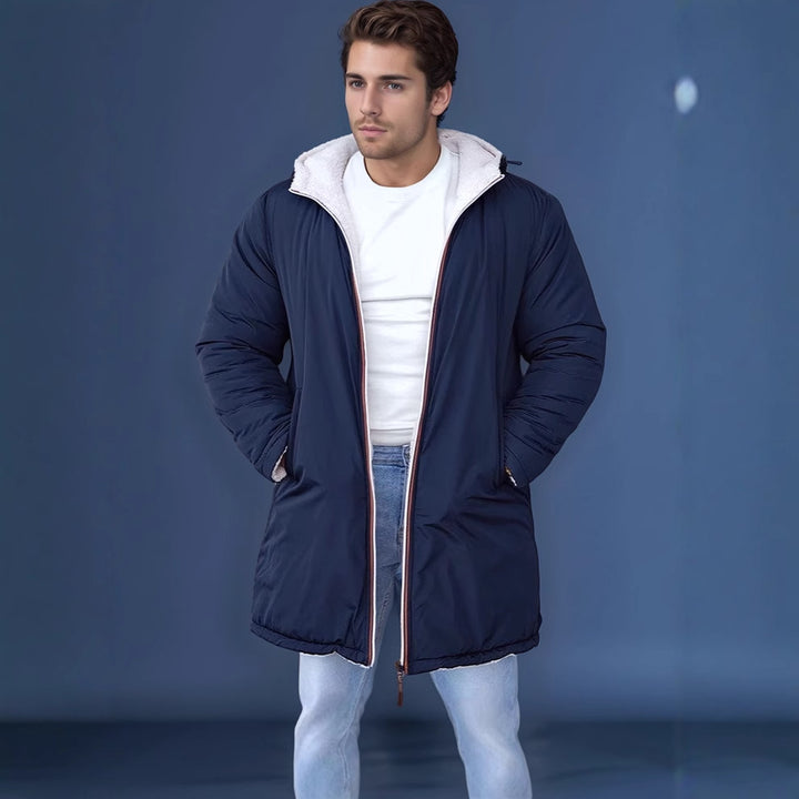 Men's Reversible Padded Coat with Hood and Practical Pockets Lisslune
