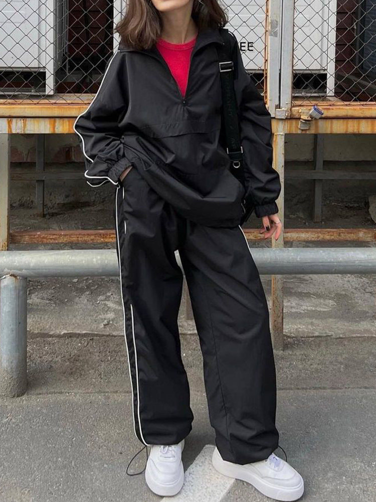 Ladies sporty anorak jacket with zipper and ribbed sleeves Lisslune
